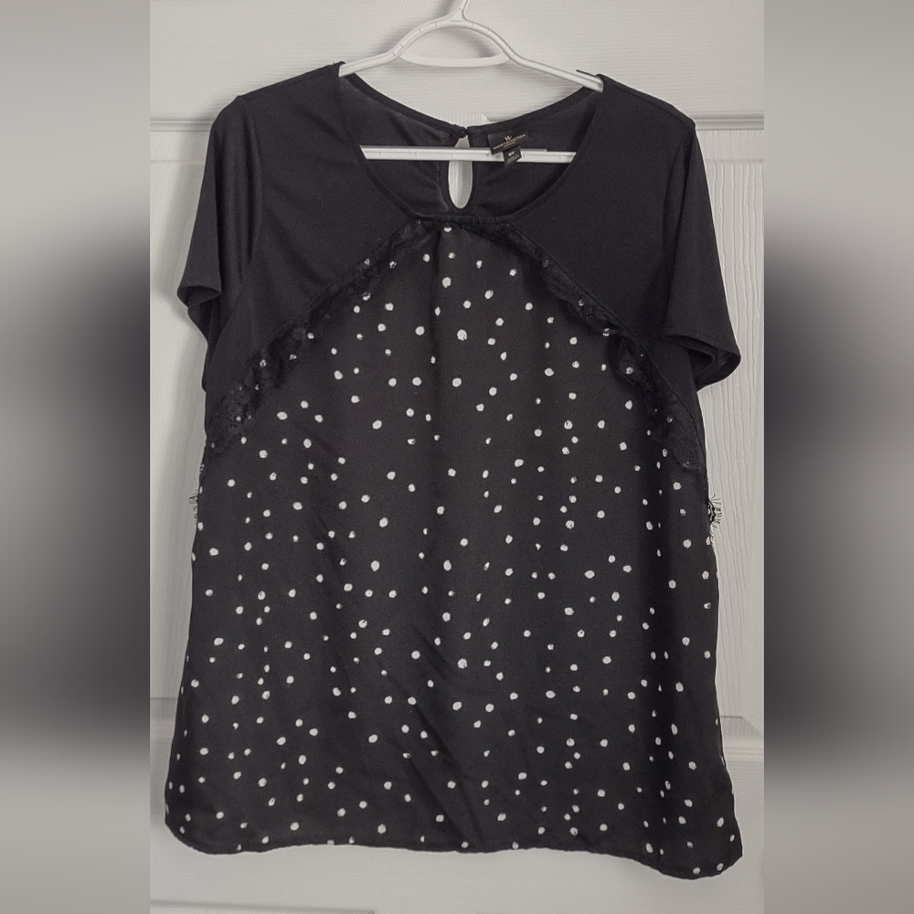 Worthington Black and White Polka Dot Blouse